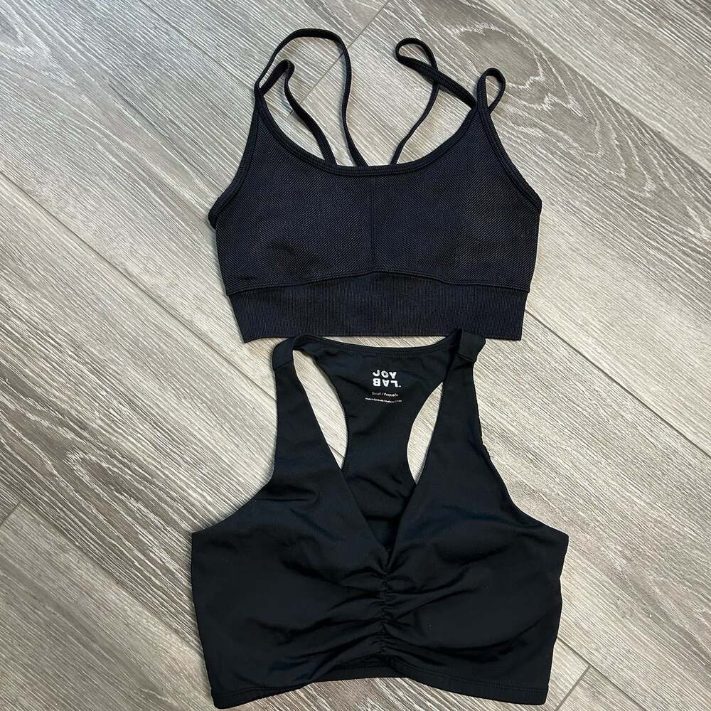 Joy Lab Sports Bras Size Small Black Padded Lot Of 2 Exercise Gym Tank Bra